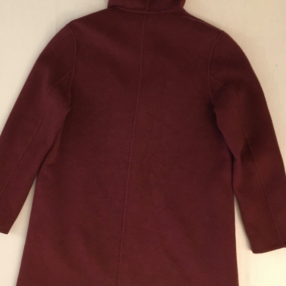 Uniqlo double faced wool blend coat with hood - maroon - oversized XS - Picture 8 of 15